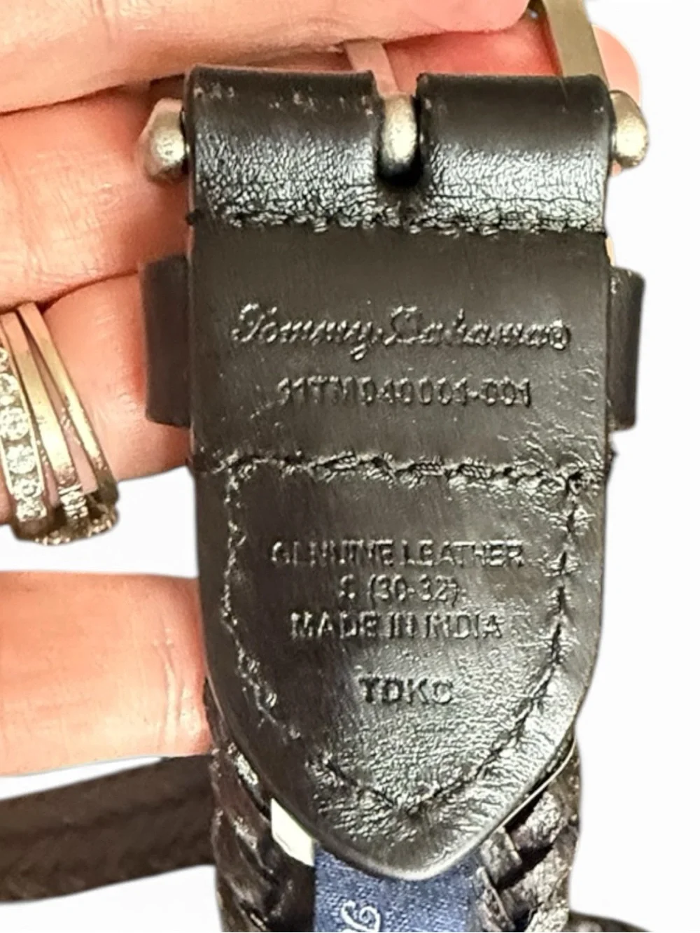 Tommy Bahama | Women’s Black Braided Leather Stretch Belt w/ Marlin Logo